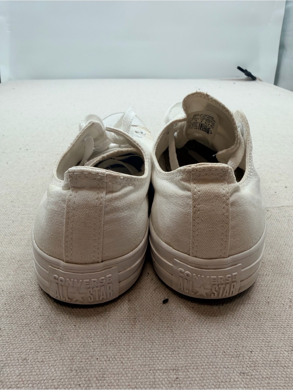 Converse White Canvas Low-Top Sneakers with White Laces - Picture 6 of 9